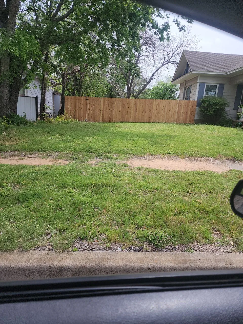 Finished wood privacy fence